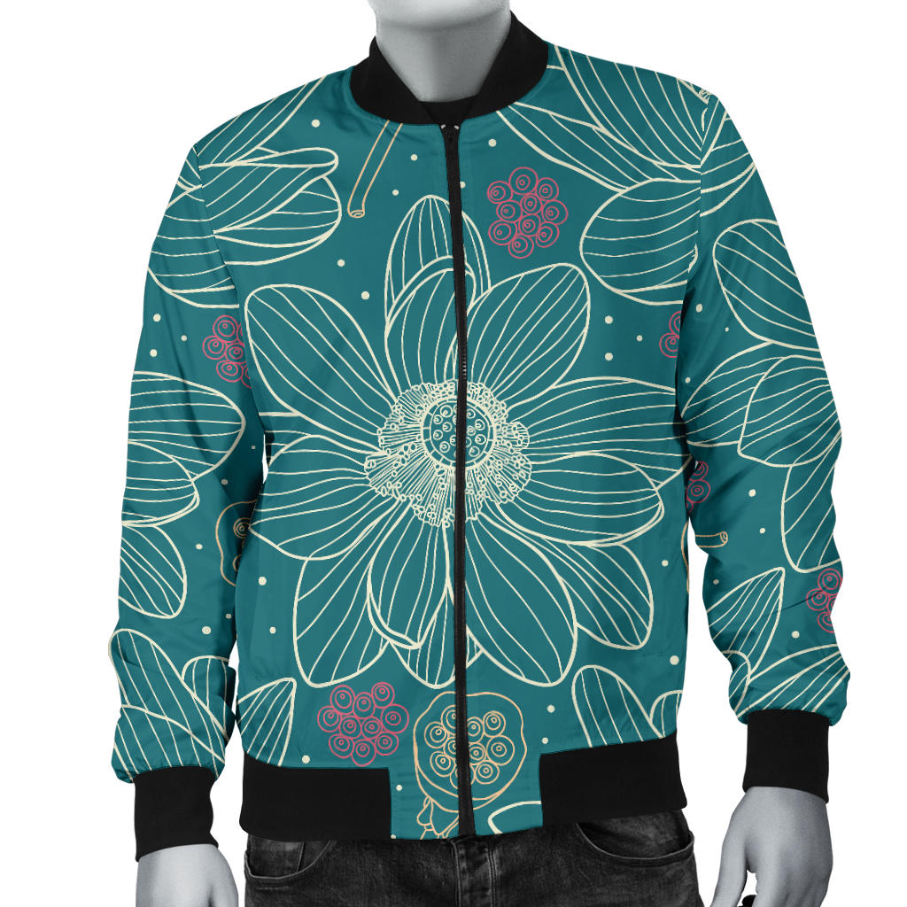 Lotus Pattern Print Design 01 Men Bomber Jacket