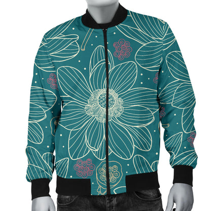Lotus Pattern Print Design 01 Men Bomber Jacket