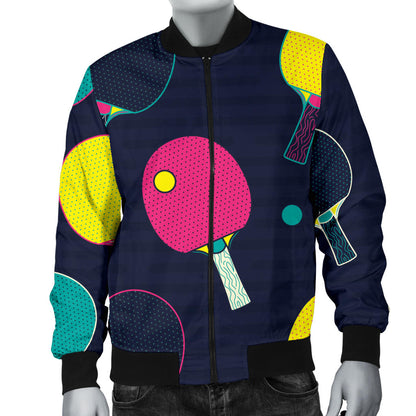 Ping Pong Pattern Print Design A04 Men Bomber Jacket