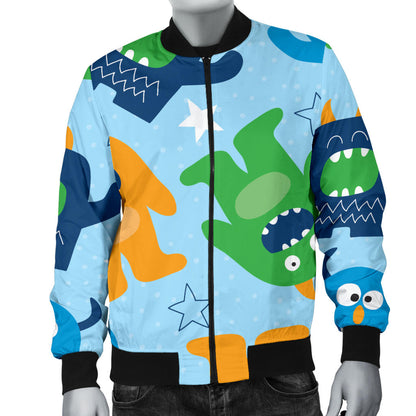 Monster Cartoon Pattern Print Design 04 Men Bomber Jacket