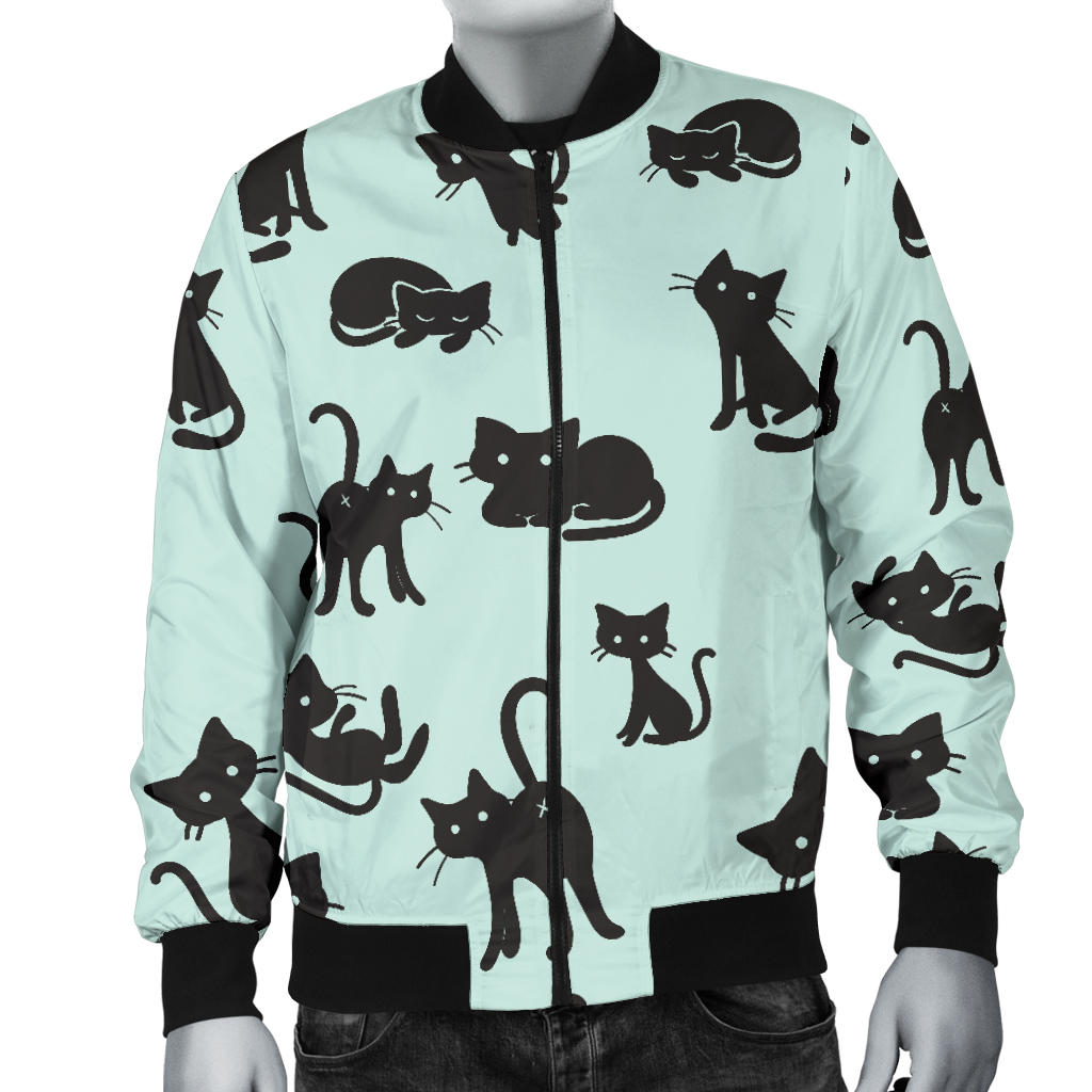 Black Cat Pattern Print Design 04 Men Bomber Jacket