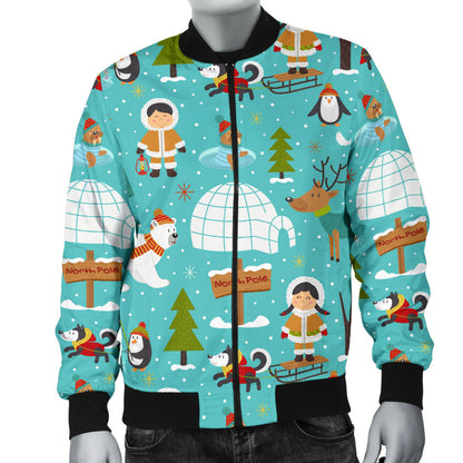 Eskimo Pattern Print Design 01 Men Bomber Jacket