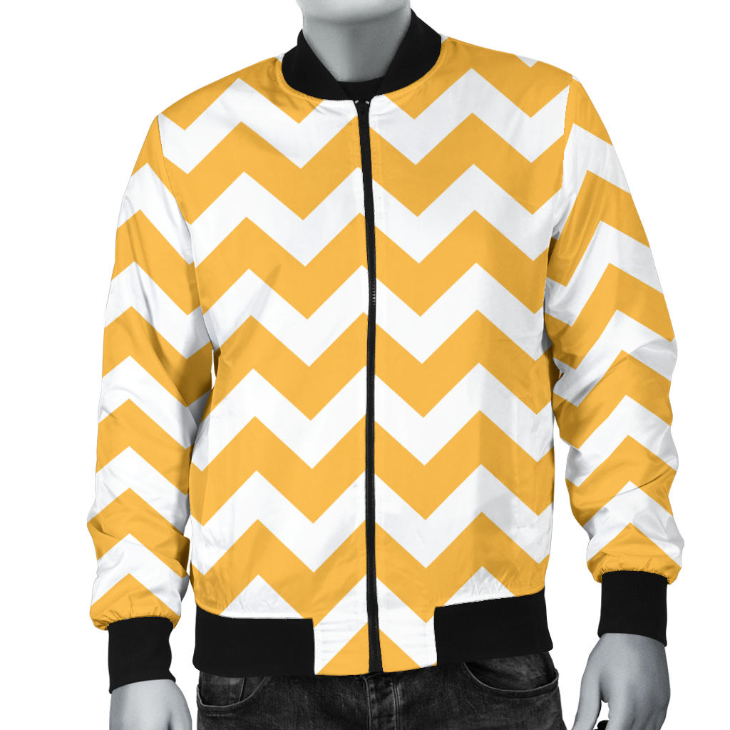 Chevron Orange Pattern Print Design 01 Men Bomber Jacket