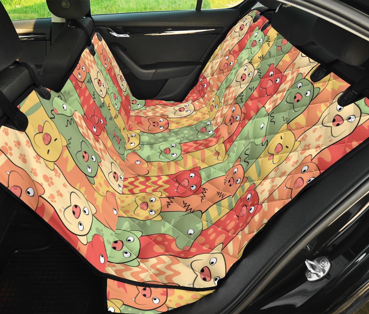 Ferret Pattern Print Design 01 Rear Dog Car Seat Cover Hammock
