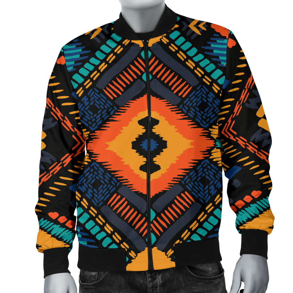 Kente Pattern Print Design 04 Men Bomber Jacket