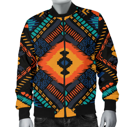 Kente Pattern Print Design 04 Men Bomber Jacket