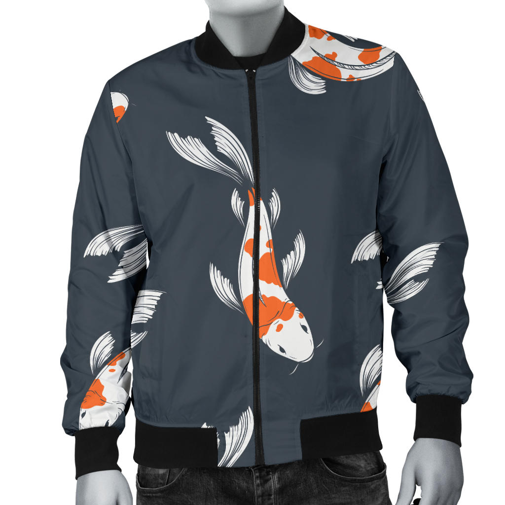 KOI Fish Pattern Print Design 04 Men Bomber Jacket