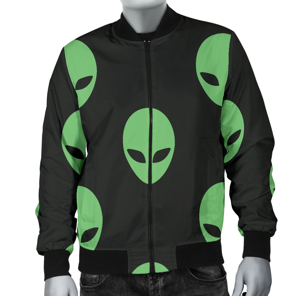 Alien Green Neon Pattern Print Design 01 Men Bomber Jacket