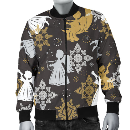 Angel Pattern Print Design 04 Men Bomber Jacket