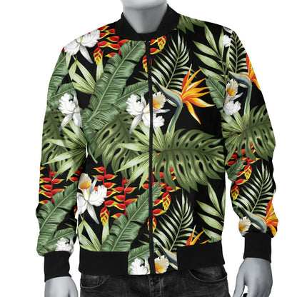 Bird Of Paradise Pattern Print Design 02 Men Bomber Jacket