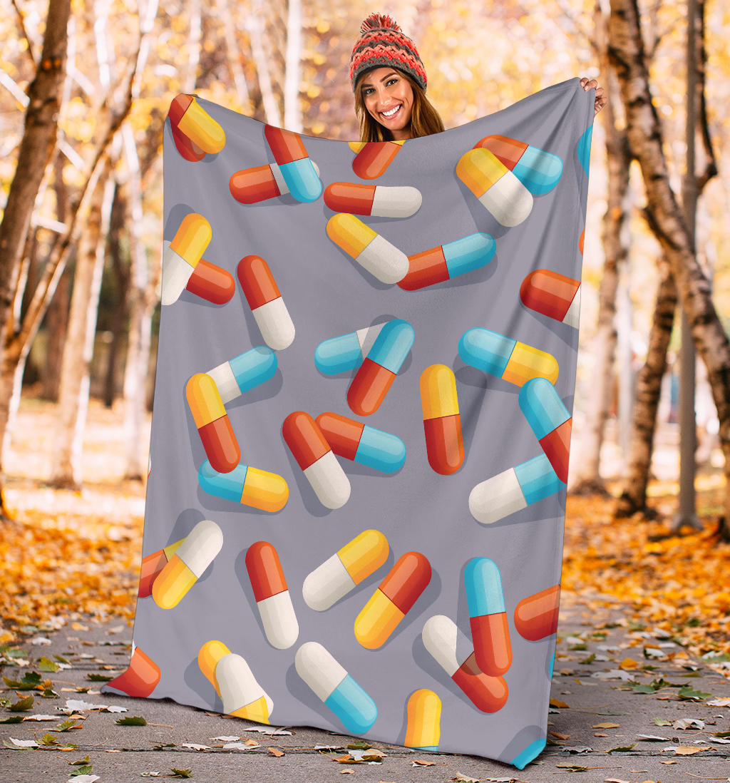 Pill Pattern Print Design A01 Premium Blanket