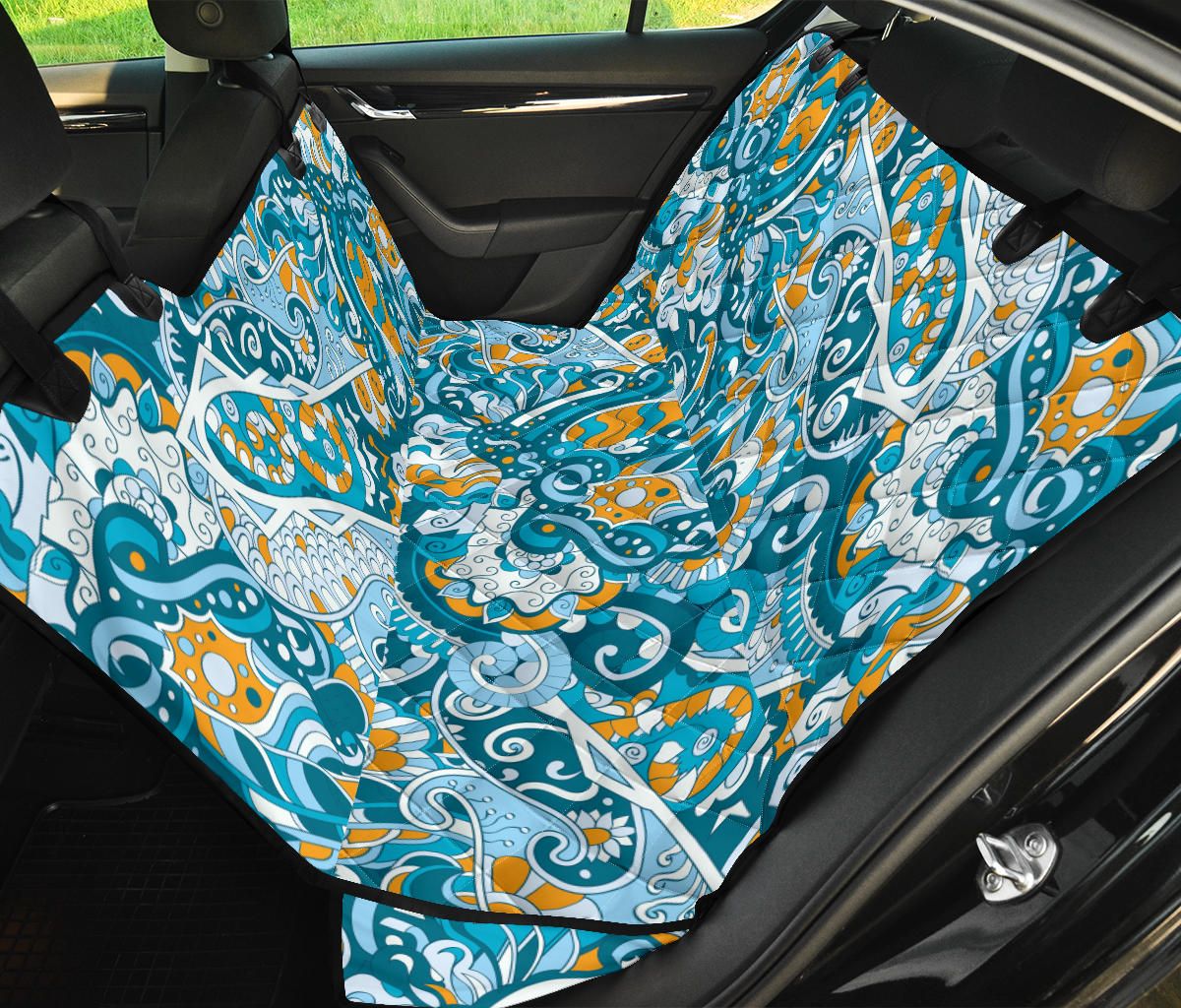 Funky Retro Pattern Print Design A03 Rear Dog Car Seat Cover Hammock