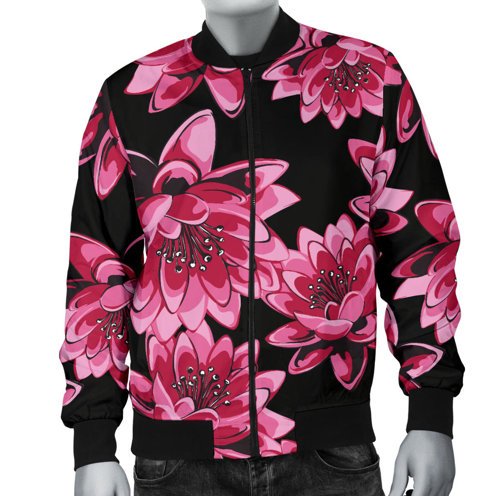 Lotus Pattern Print Design 03 Men Bomber Jacket