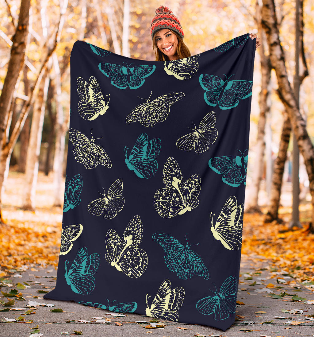Monarch Butterfly Pattern Print Design 01 Premium Blanket