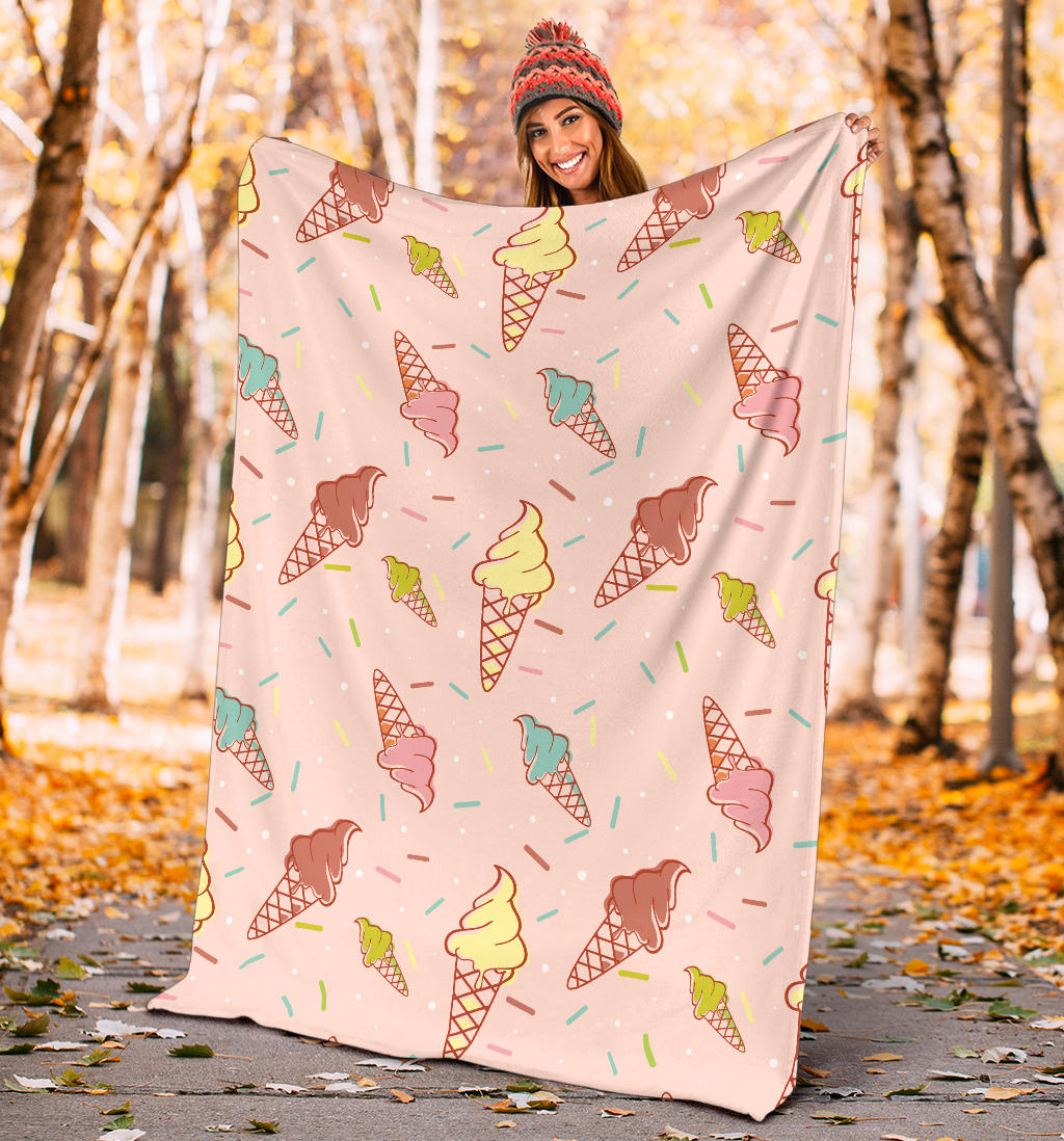 Ice Cream Pattern Print Design 02 Premium Blanket