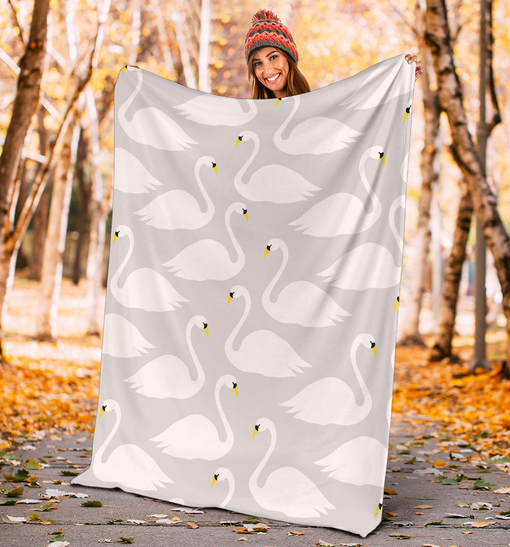 Swan Pattern Print Design 02 Premium Blanket