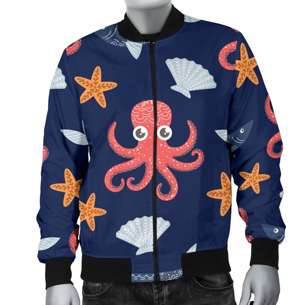 Octopus Pattern Print Design A04 Men Bomber Jacket