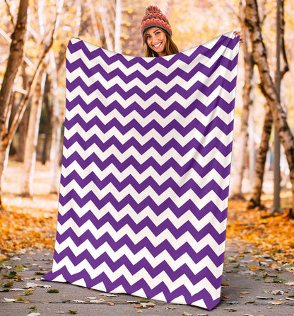 Chevron Purple Pattern Print Design 03 Premium Blanket