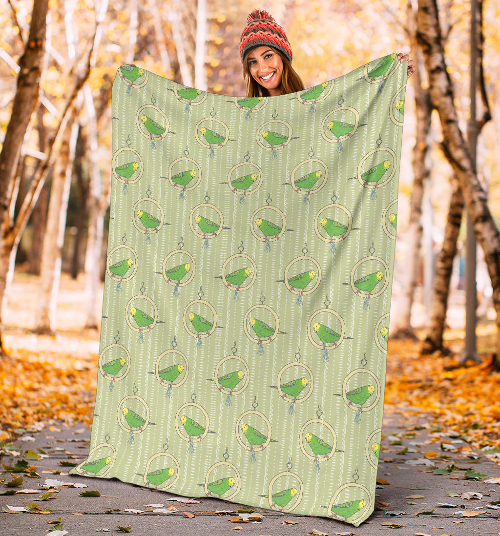 Budgerigar Pattern Print Design 02 Premium Blanket