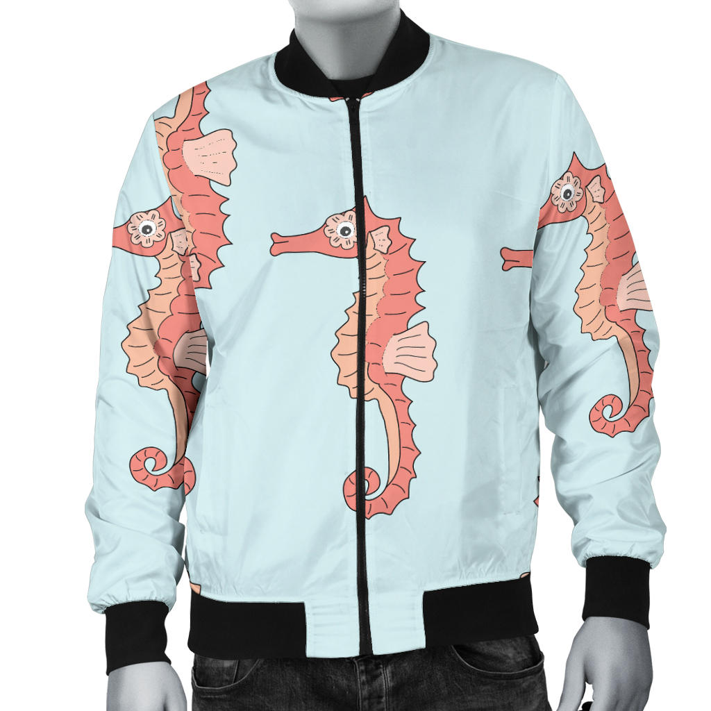 SeaHorse Pattern Print Design 01 Men Bomber Jacket