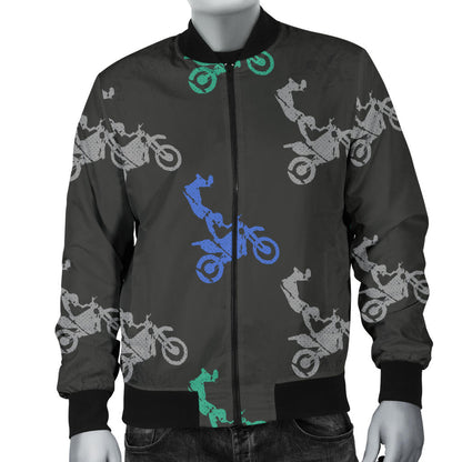 Motocross Pattern Print Design 02 Men Bomber Jacket