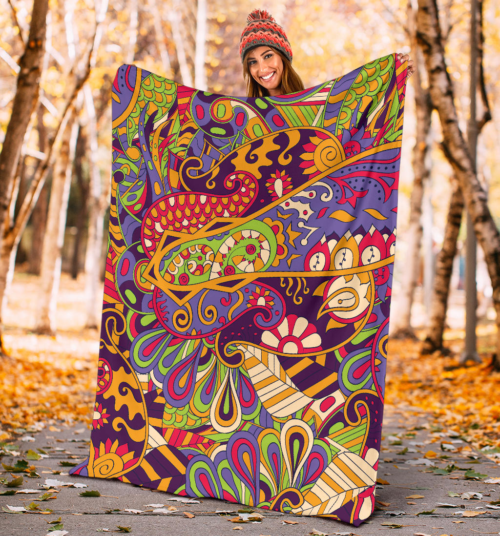 Funky Retro Pattern Print Design A04 Premium Blanket