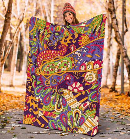 Funky Retro Pattern Print Design A04 Premium Blanket