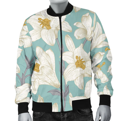 Lily Pattern Print Design 02 Men Bomber Jacket