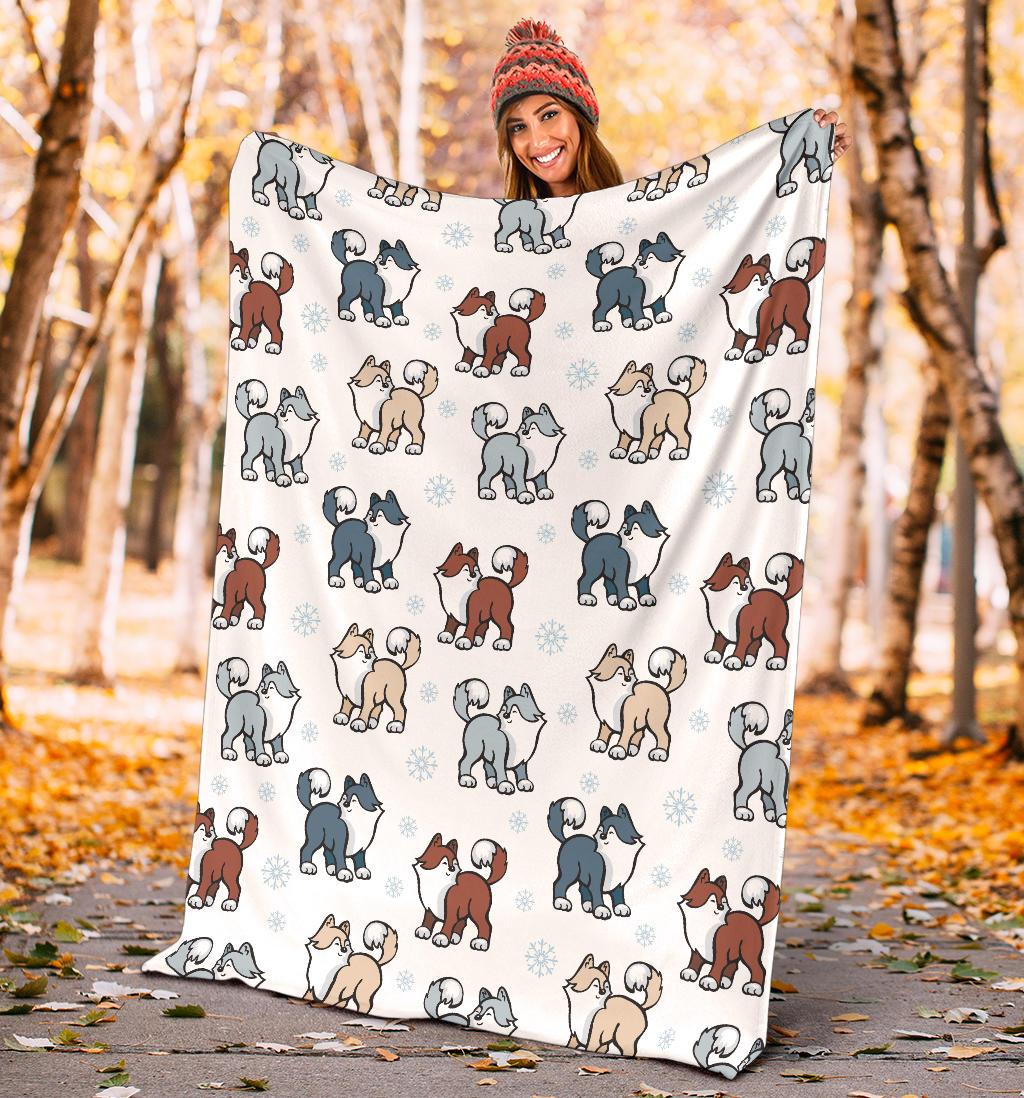 Alaskan Malamute Pattern Print Design 02 Premium Blanket