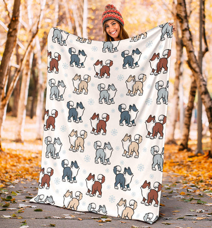 Alaskan Malamute Pattern Print Design 02 Premium Blanket