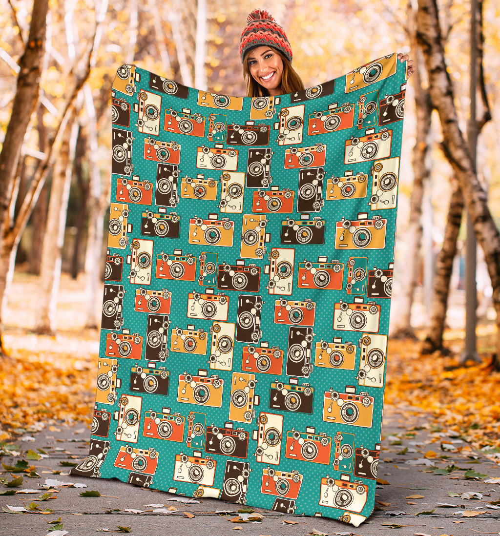 Camera Pattern Print Design 02 Premium Blanket