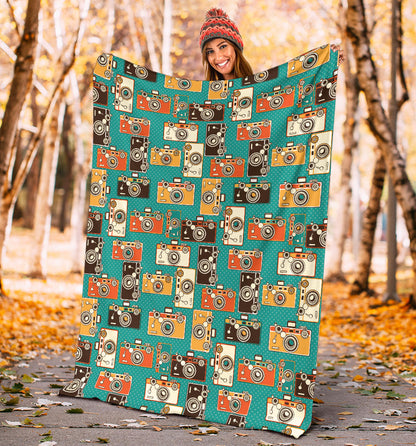 Camera Pattern Print Design 02 Premium Blanket