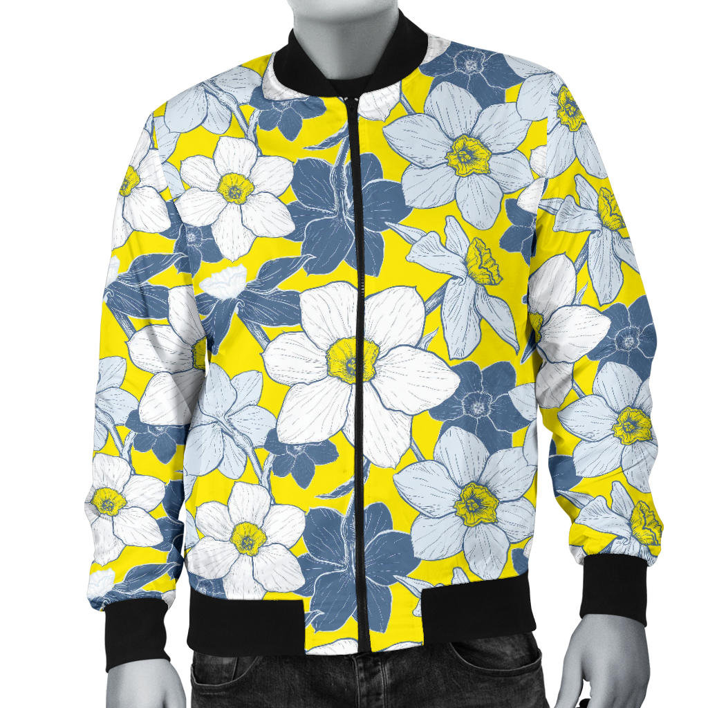 Daffodils Pattern Print Design 01 Men Bomber Jacket