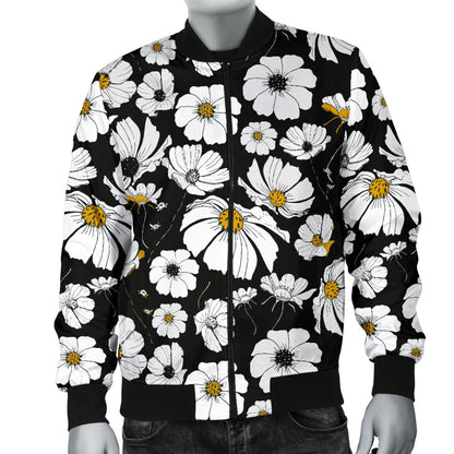 Daisy Pattern Print Design 02 Men Bomber Jacket