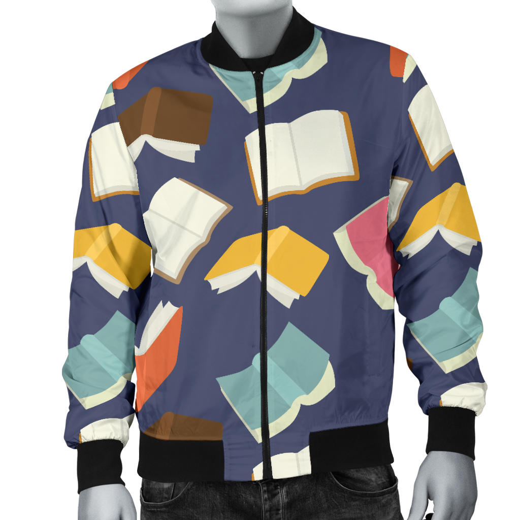 Book Pattern Print Design 01 Men Bomber Jacket