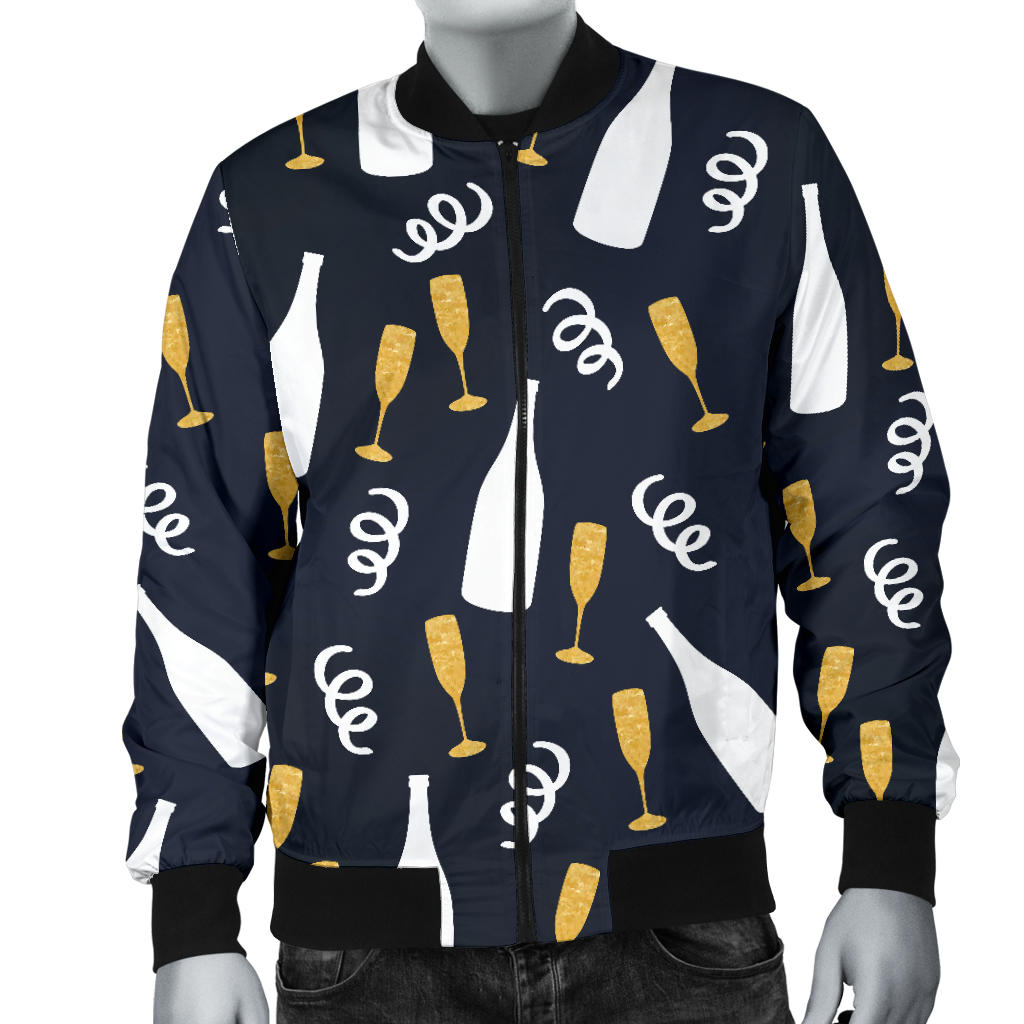 Champagne Pattern Print Design 01 Men Bomber Jacket