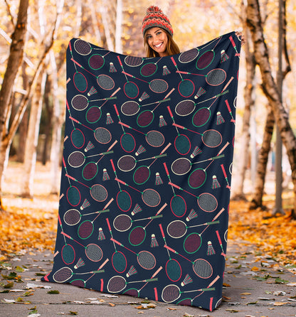 Badminton Pattern Print Design 03 Premium Blanket
