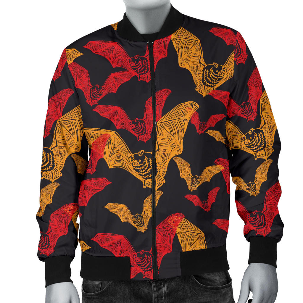 Bat Pattern Print Design 01 Men Bomber Jacket