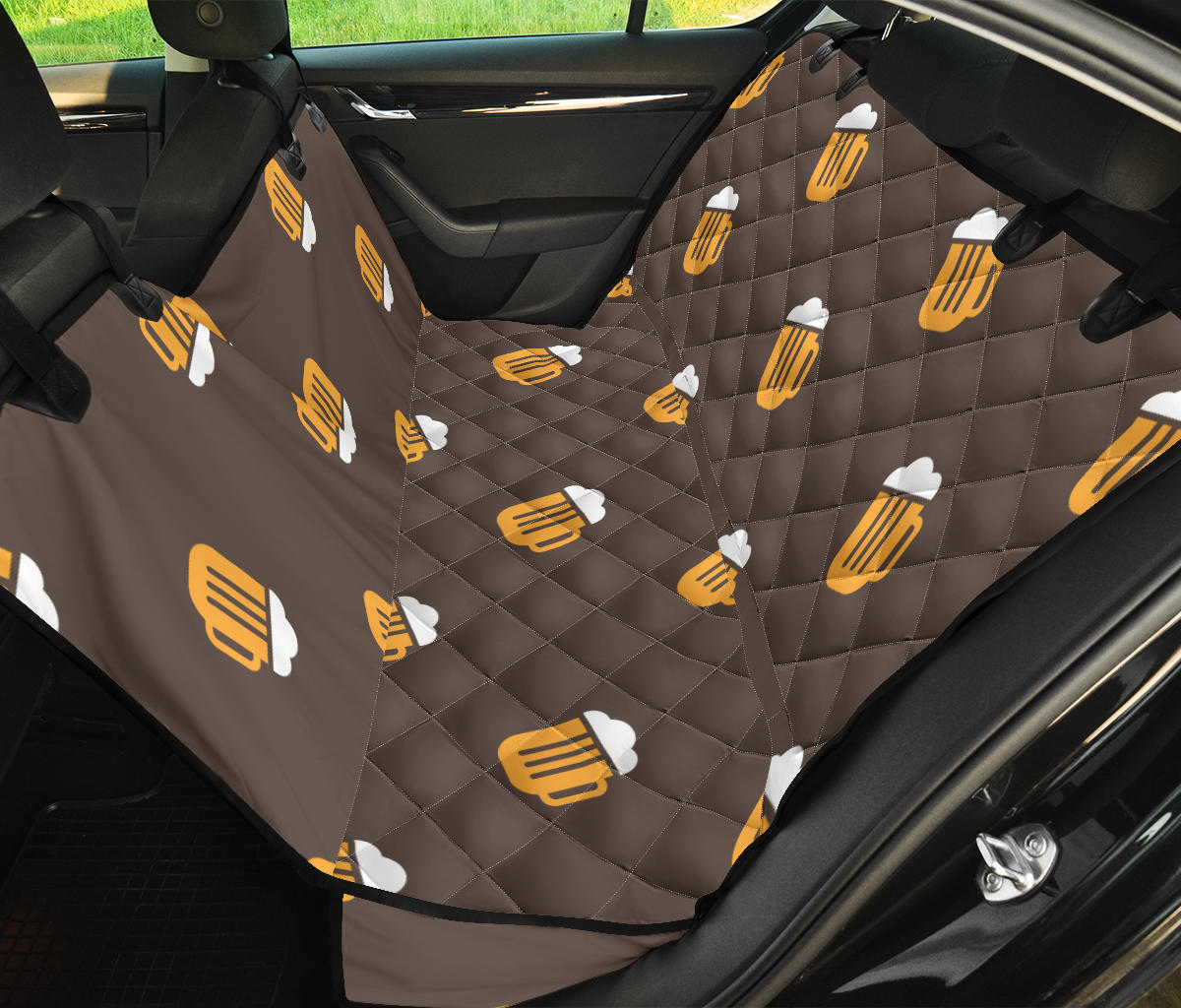 Beer Pattern Print Design 01 Rear Dog Car Seat Cover Hammock