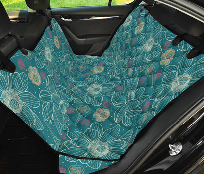 Lotus Pattern Print Design 01 Rear Dog Car Seat Cover Hammock