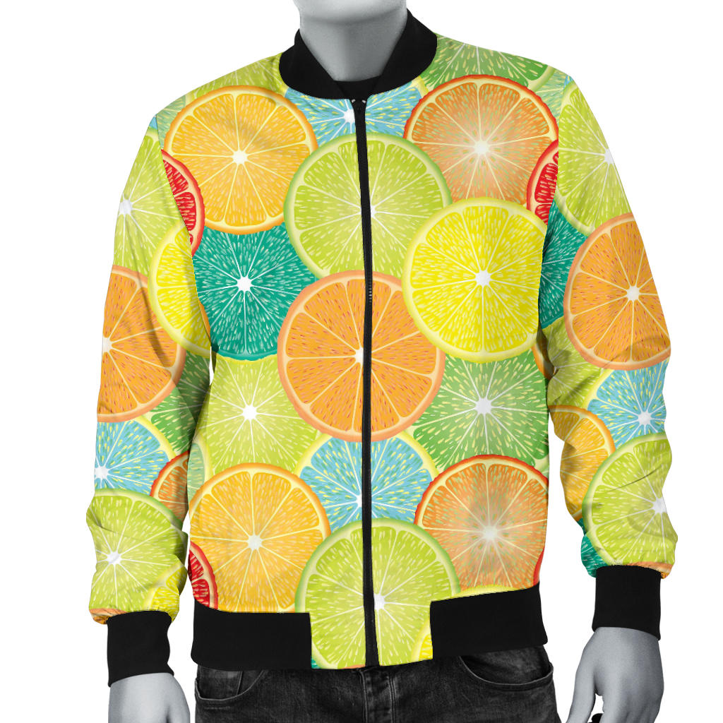 Citrus Pattern Print Design 01 Men Bomber Jacket