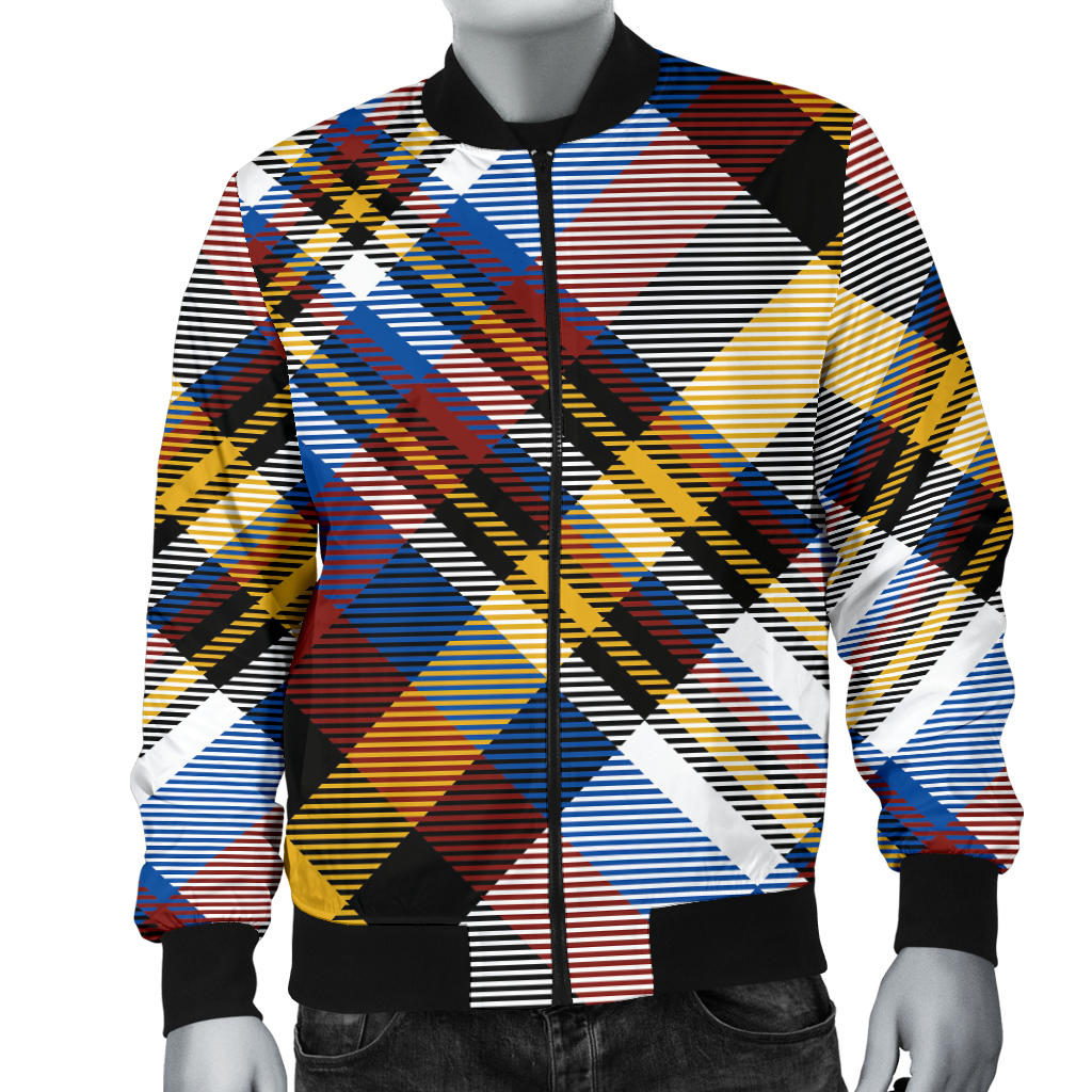 Madras Pattern Print Design 01 Men Bomber Jacket