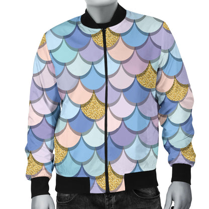 Mermaid Scales Pattern Print Design 05 Men Bomber Jacket