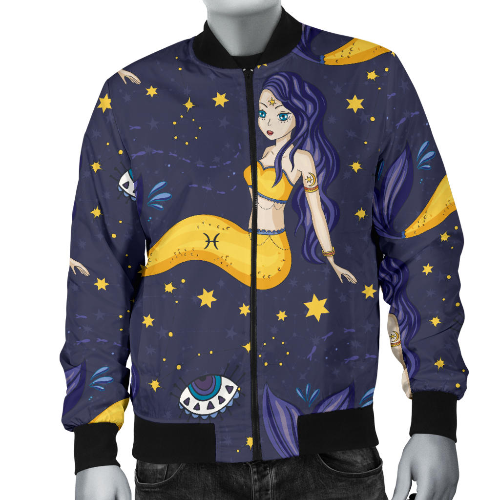 Pisces Pattern Print Design A04 Men Bomber Jacket