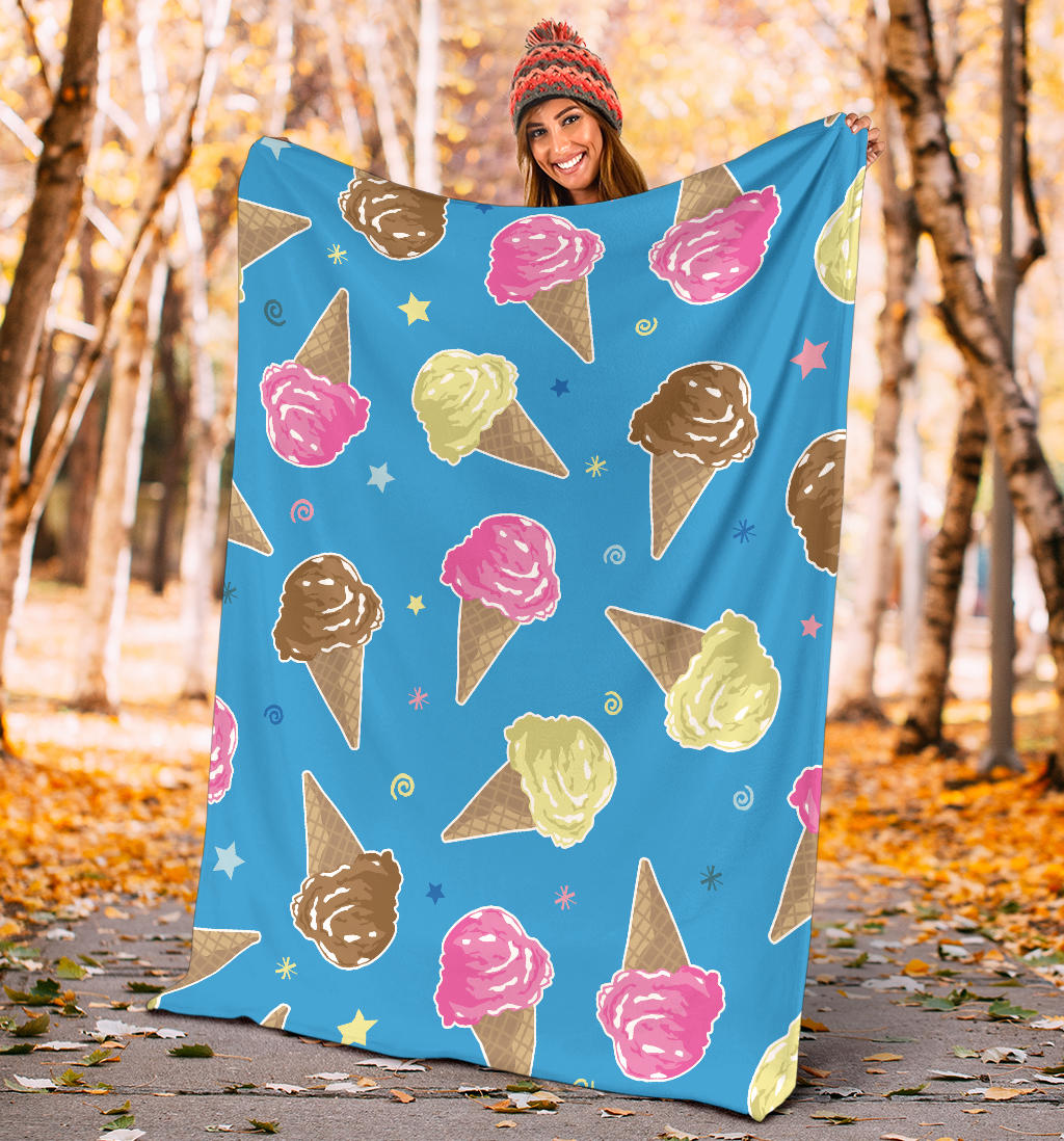 Ice Cream Pattern Print Design 01 Premium Blanket