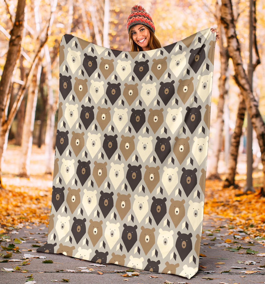 Bear Pattern Print Design 04 Premium Blanket