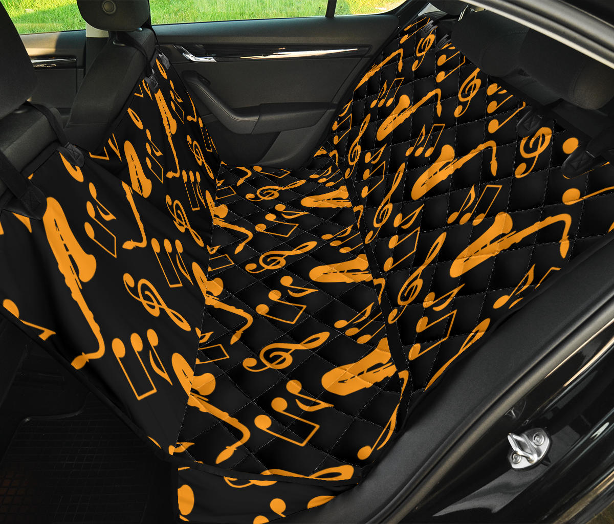 Saxophone Pattern Print Design 02 Rear Dog Car Seat Cover Hammock