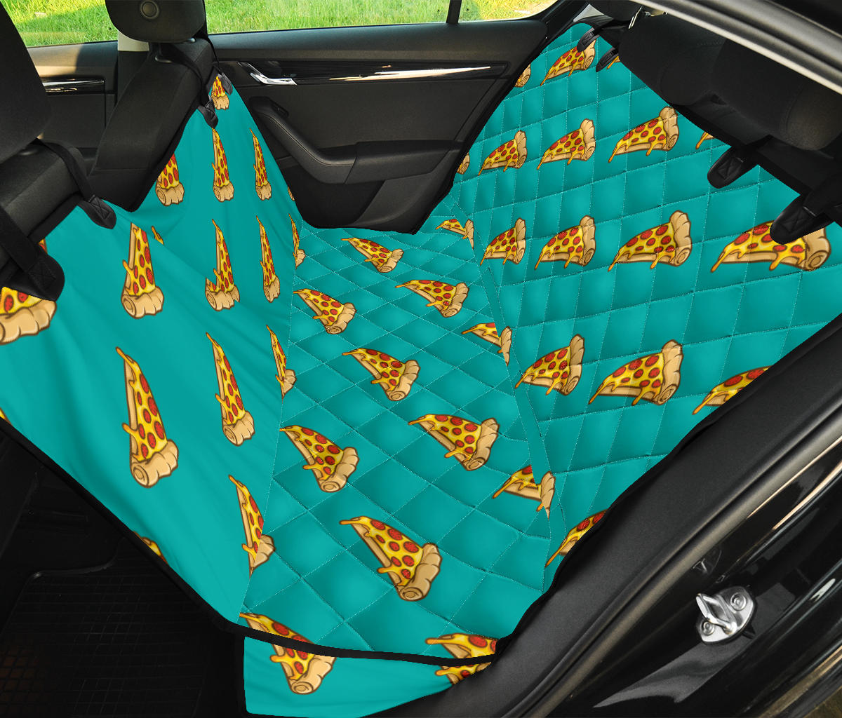 Pizza Pattern Print Design A03 Rear Dog Car Seat Cover Hammock