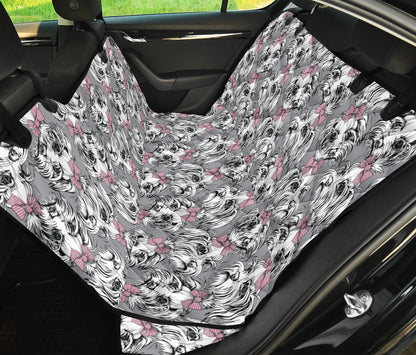 Maltese Pattern Print Design 01 Rear Dog Car Seat Cover Hammock