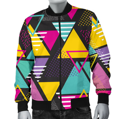 Geometric Colorful Pattern Print Design 02 Men Bomber Jacket